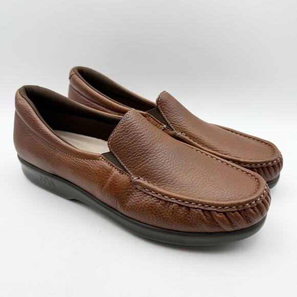 SAS Womens Twin Slip On Walking Shoe US 10.5 Narrow EU 41 Brown Leather NIB - Picture 6 of 13